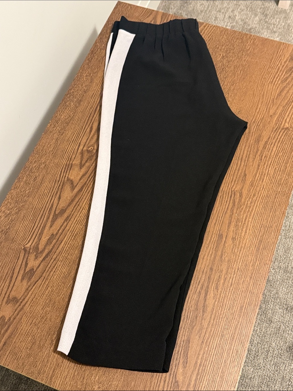 Black Knit Pants with White Side Stripe by Max & Marcus